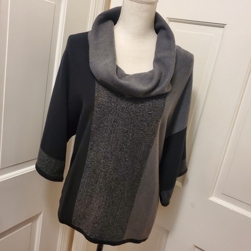 NWT Style & Co. Black/Grey Cowl Neck Sweater Size Small, classic, casual